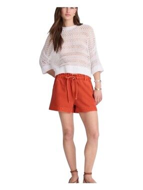 Madewell NWT Tie Waist Shorts Size Large in Terracotta Airy Cotton